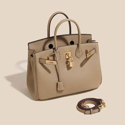 2024 top layer cowhide women's bag high-end platinum bag fashionable temperament genuine leather women's bag classic all-match handbag