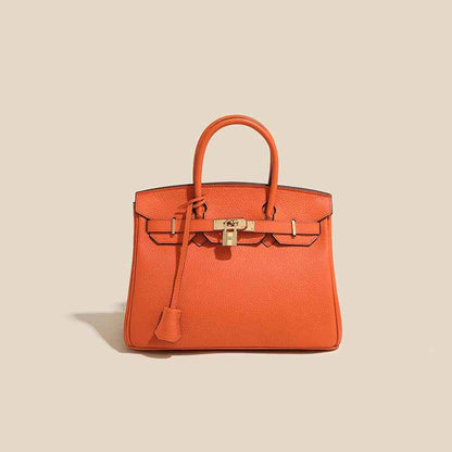 2024 top layer cowhide women's bag high-end platinum bag fashionable temperament genuine leather women's bag classic all-match handbag