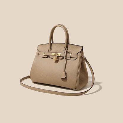 2024 top layer cowhide women's bag high-end platinum bag fashionable temperament genuine leather women's bag classic all-match handbag